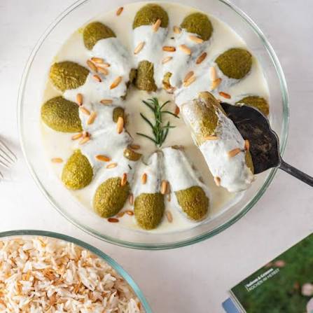 Stuffed Zucchini in Yogurt with Rice